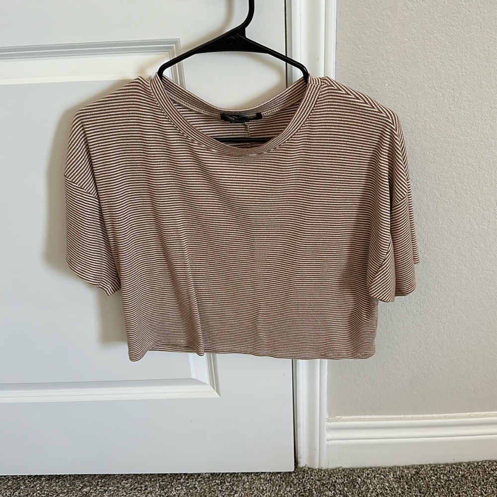 Brown and white striped crop top from Forever 21 !!